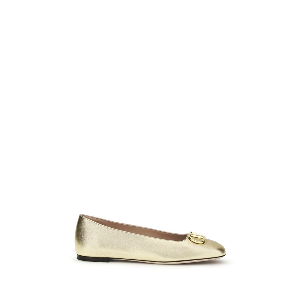 Valentino Garavani Gold Lamb Ovis Aries Aries Ballet Flats
